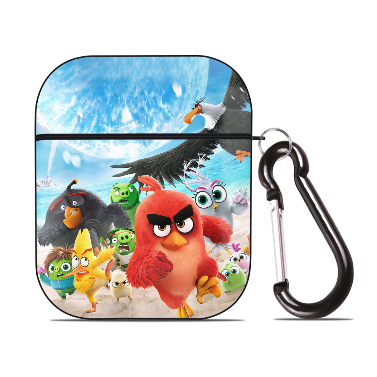 （画像用） Angry Birds アングリーバード AirPods 第2世代保護ケース ハードシェル ブラック 耐衝撃・防指紋・カラビナ付き