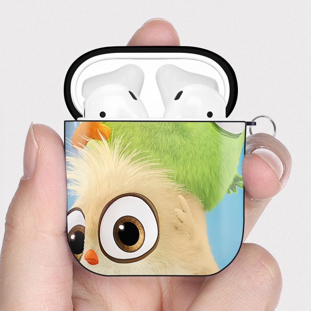 （画像用） Angry Birds アングリーバード AirPods 第2世代保護ケース ハードシェル ブラック 耐衝撃・防指紋・カラビナ付き