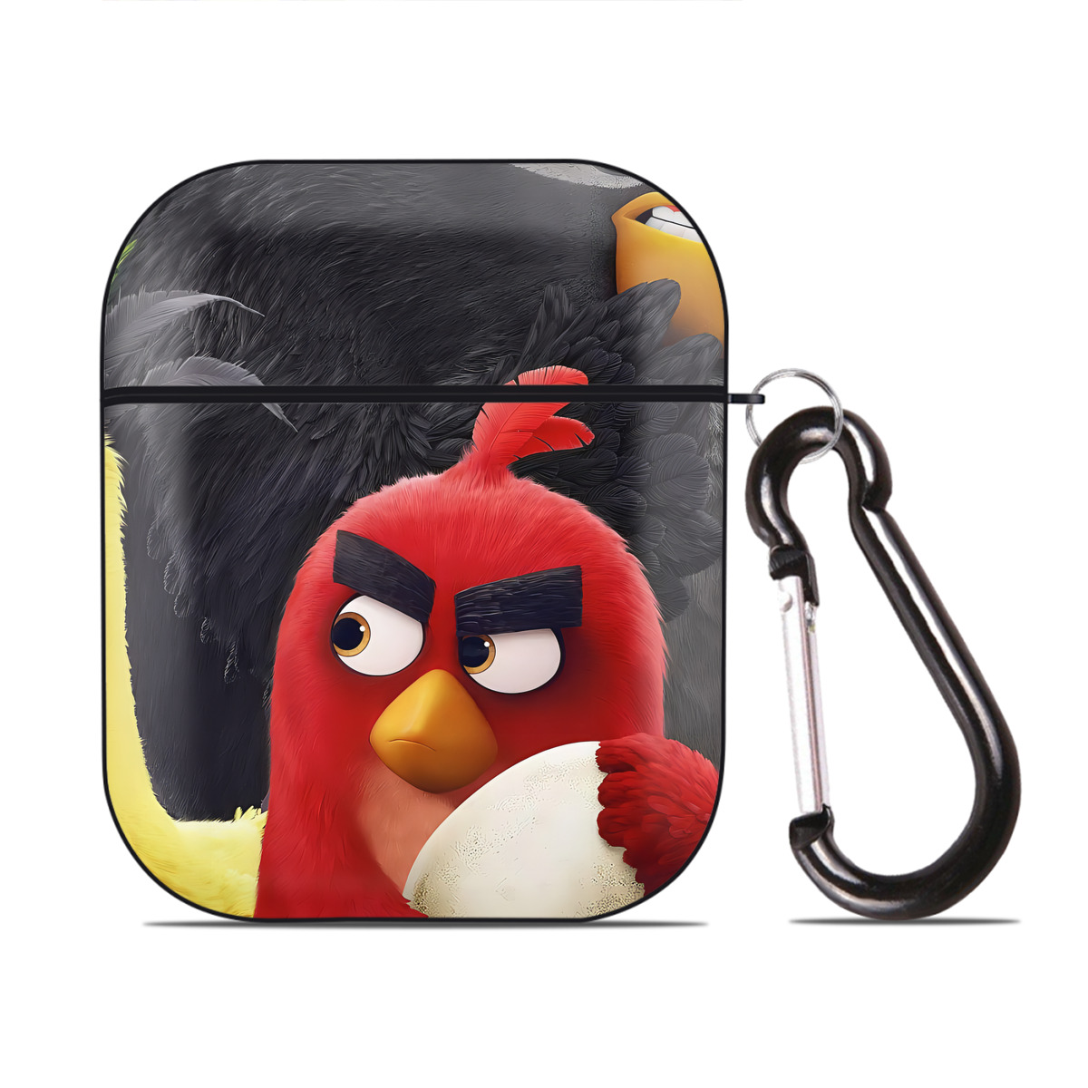 （画像用） Angry Birds アングリーバード AirPods 第2世代保護ケース ハードシェル ブラック 耐衝撃・防指紋・カラビナ付き