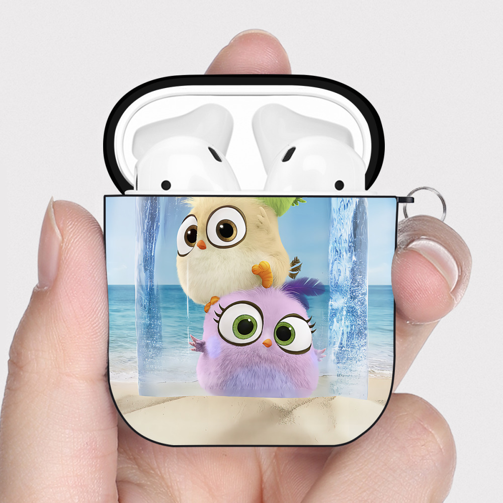 （画像用） Angry Birds アングリーバード AirPods 第2世代保護ケース ハードシェル ブラック 耐衝撃・防指紋・カラビナ付き