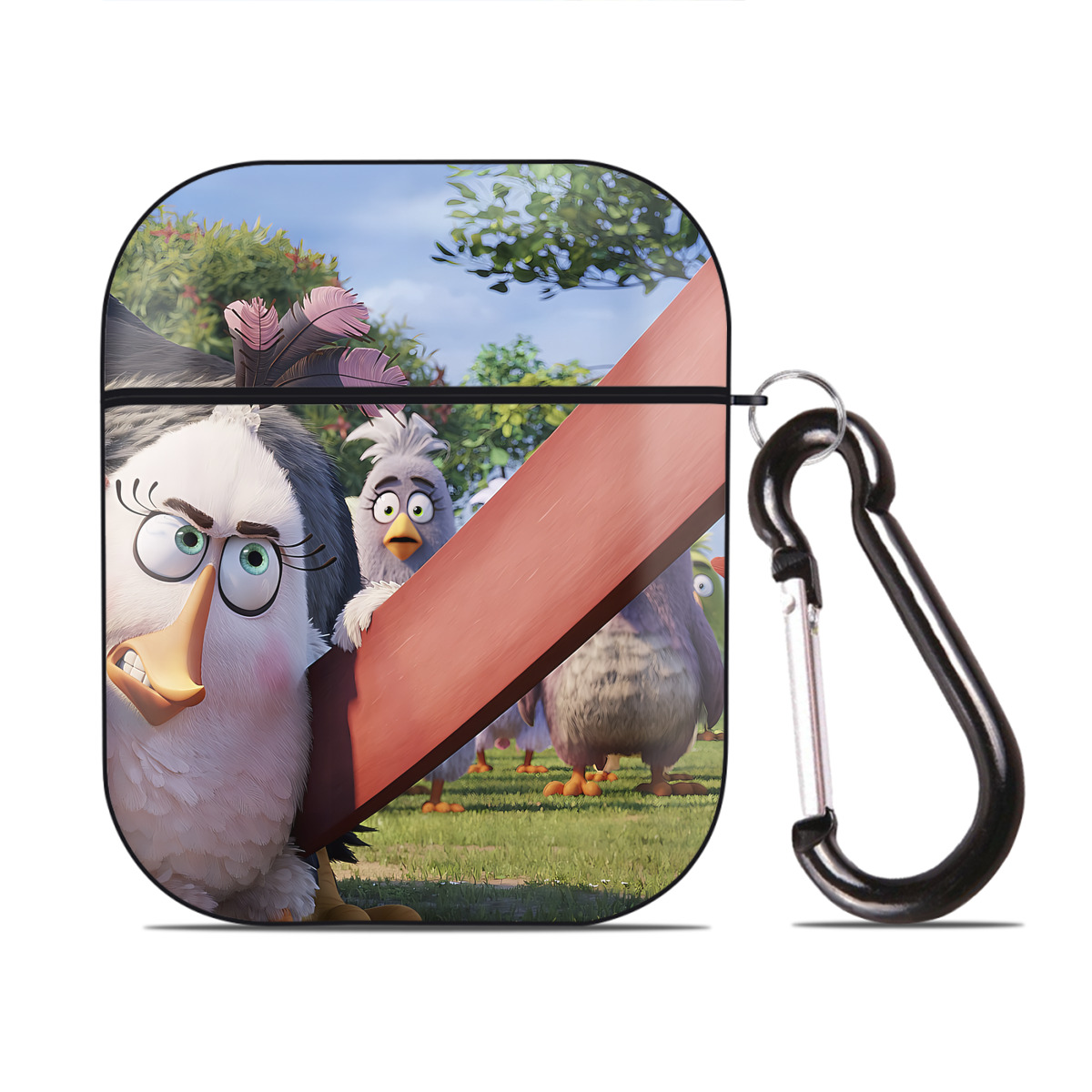 （画像用） Angry Birds アングリーバード AirPods 第2世代保護ケース ハードシェル ブラック 耐衝撃・防指紋・カラビナ付き