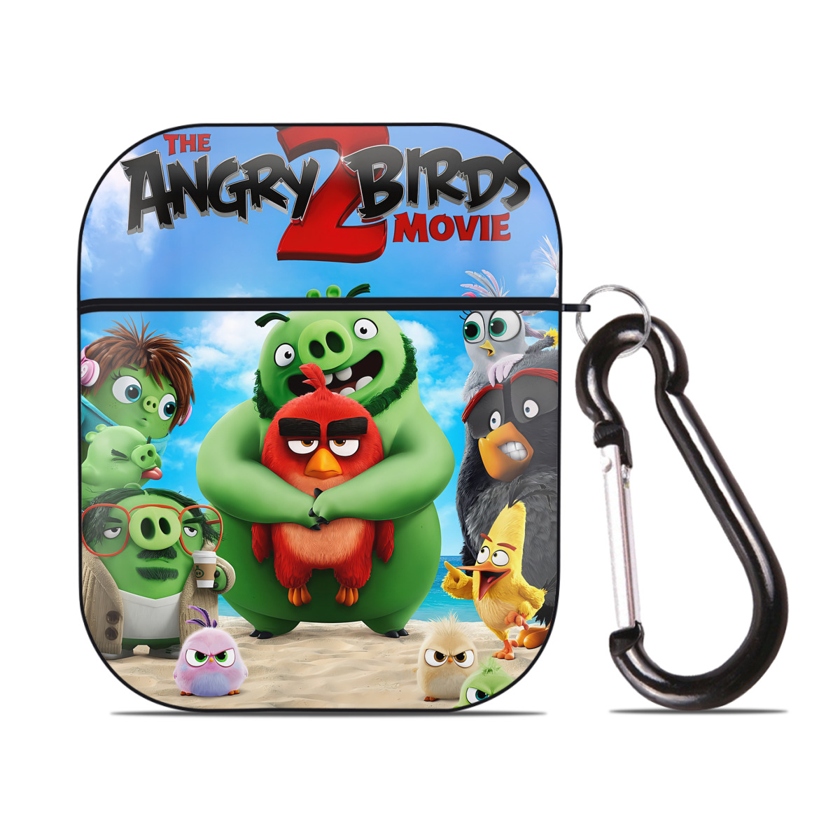 （画像用） Angry Birds アングリーバード AirPods 第2世代保護ケース ハードシェル ブラック 耐衝撃・防指紋・カラビナ付き