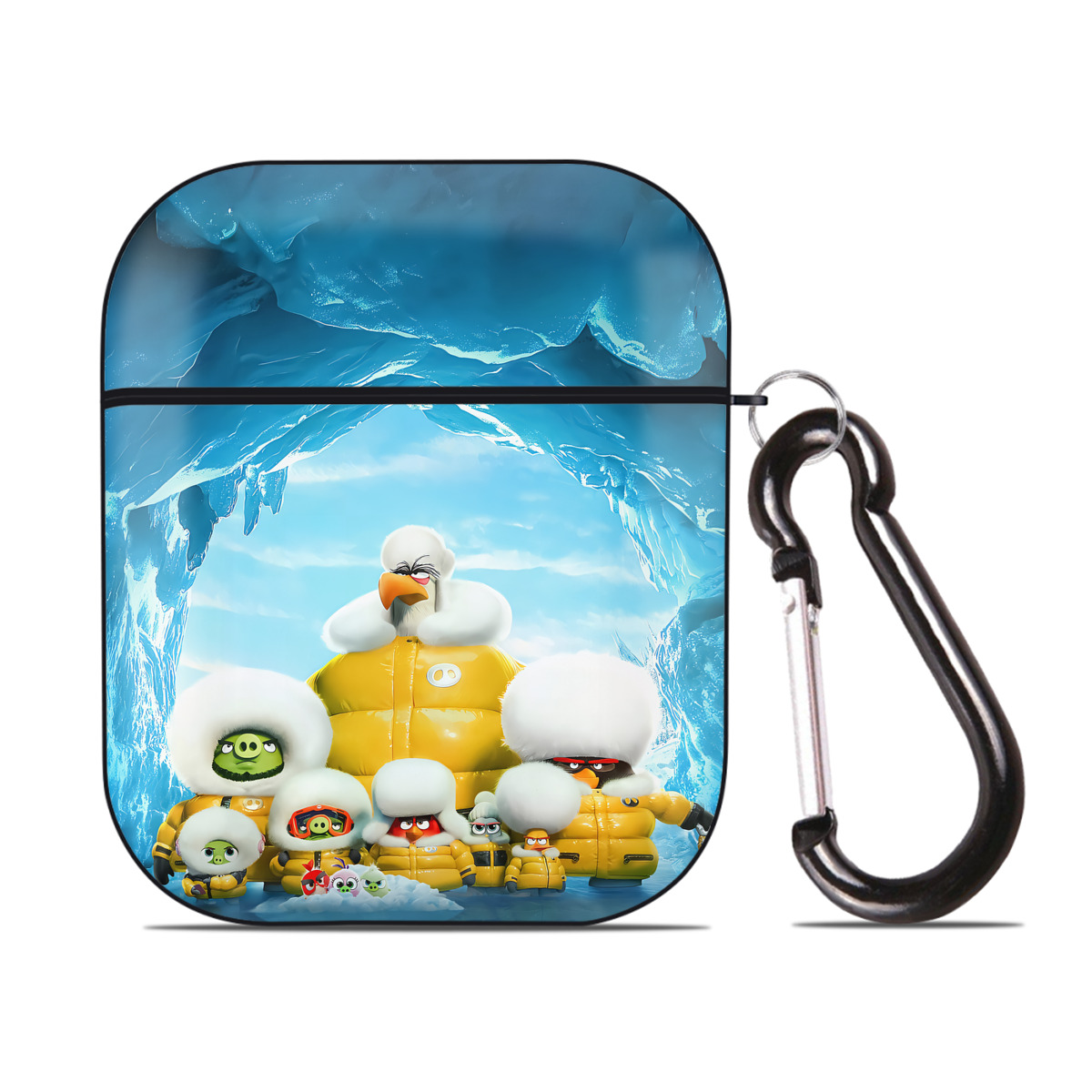 （画像用） Angry Birds アングリーバード AirPods 第2世代保護ケース ハードシェル ブラック 耐衝撃・防指紋・カラビナ付き