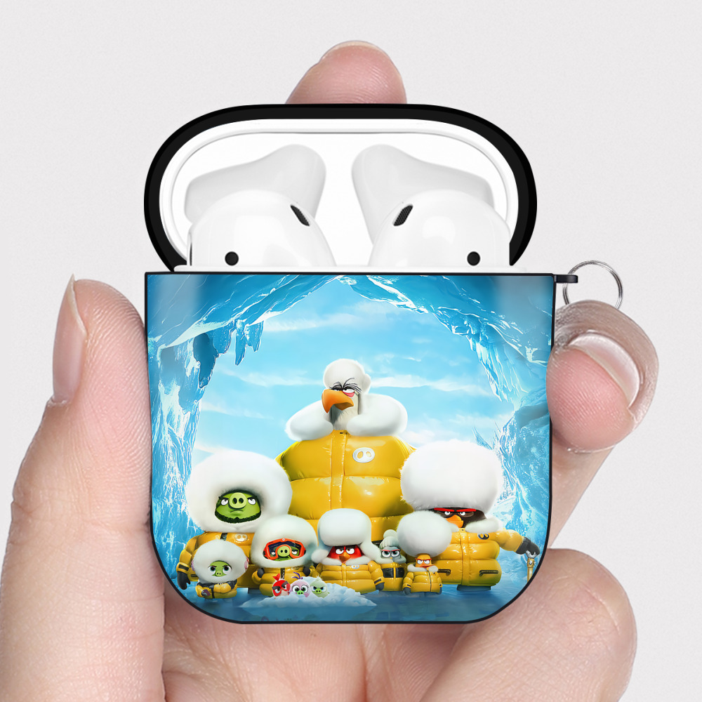 （画像用） Angry Birds アングリーバード AirPods 第2世代保護ケース ハードシェル ブラック 耐衝撃・防指紋・カラビナ付き