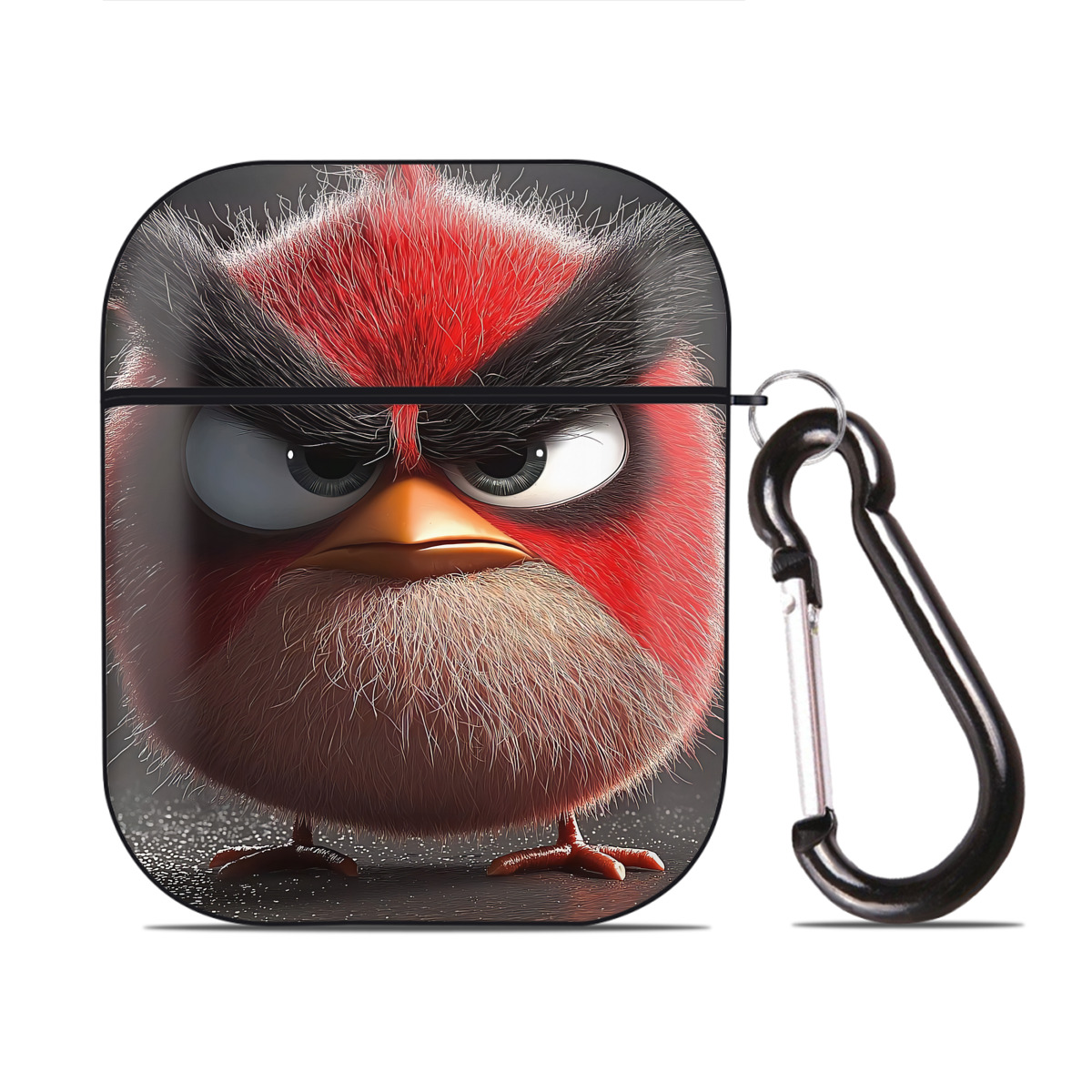 （画像用） Angry Birds アングリーバード AirPods 第2世代保護ケース ハードシェル ブラック 耐衝撃・防指紋・カラビナ付き