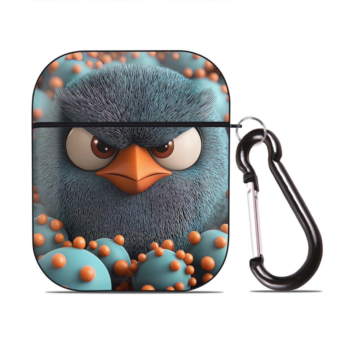 （画像用） Angry Birds アングリーバード AirPods 第2世代保護ケース ハードシェル ブラック 耐衝撃・防指紋・カラビナ付き