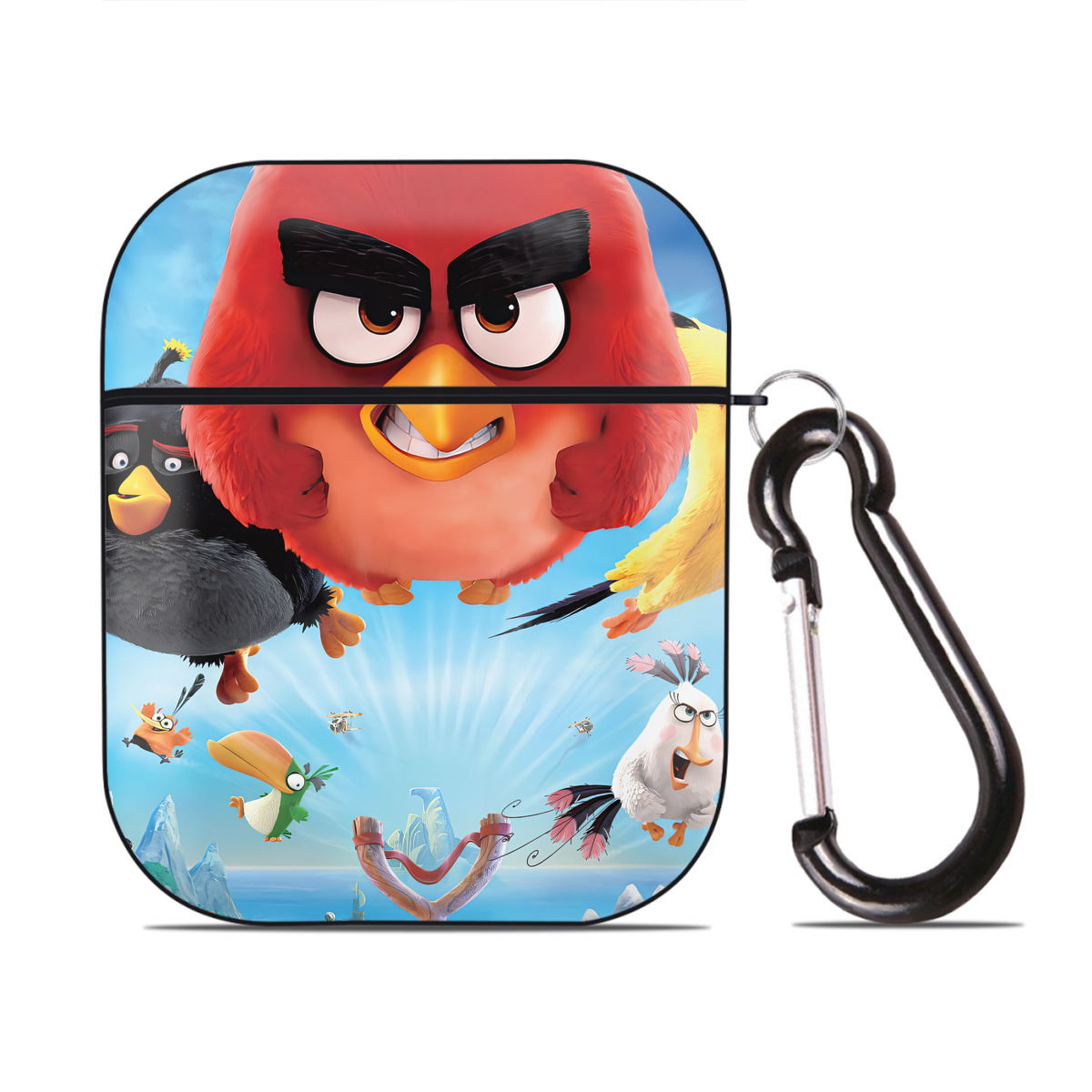 （画像用） Angry Birds アングリーバード AirPods 第2世代保護ケース ハードシェル ブラック 耐衝撃・防指紋・カラビナ付き