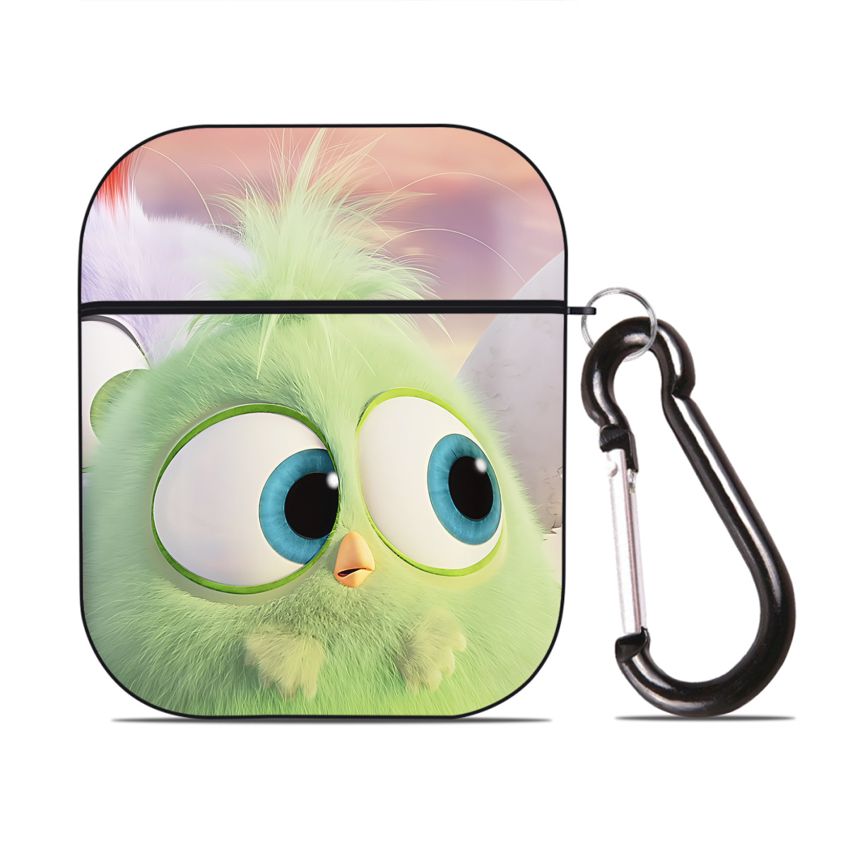 （画像用） Angry Birds アングリーバード AirPods 第2世代保護ケース ハードシェル ブラック 耐衝撃・防指紋・カラビナ付き