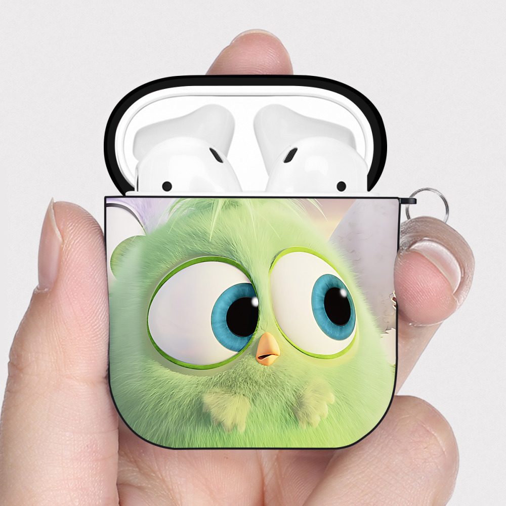（画像用） Angry Birds アングリーバード AirPods 第2世代保護ケース ハードシェル ブラック 耐衝撃・防指紋・カラビナ付き