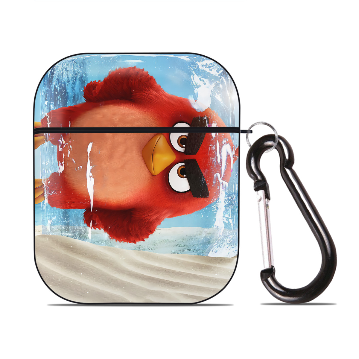 （画像用） Angry Birds アングリーバード AirPods 第2世代保護ケース ハードシェル ブラック 耐衝撃・防指紋・カラビナ付き
