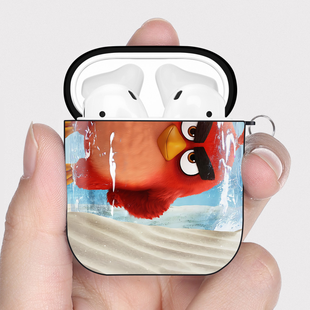 （画像用） Angry Birds アングリーバード AirPods 第2世代保護ケース ハードシェル ブラック 耐衝撃・防指紋・カラビナ付き