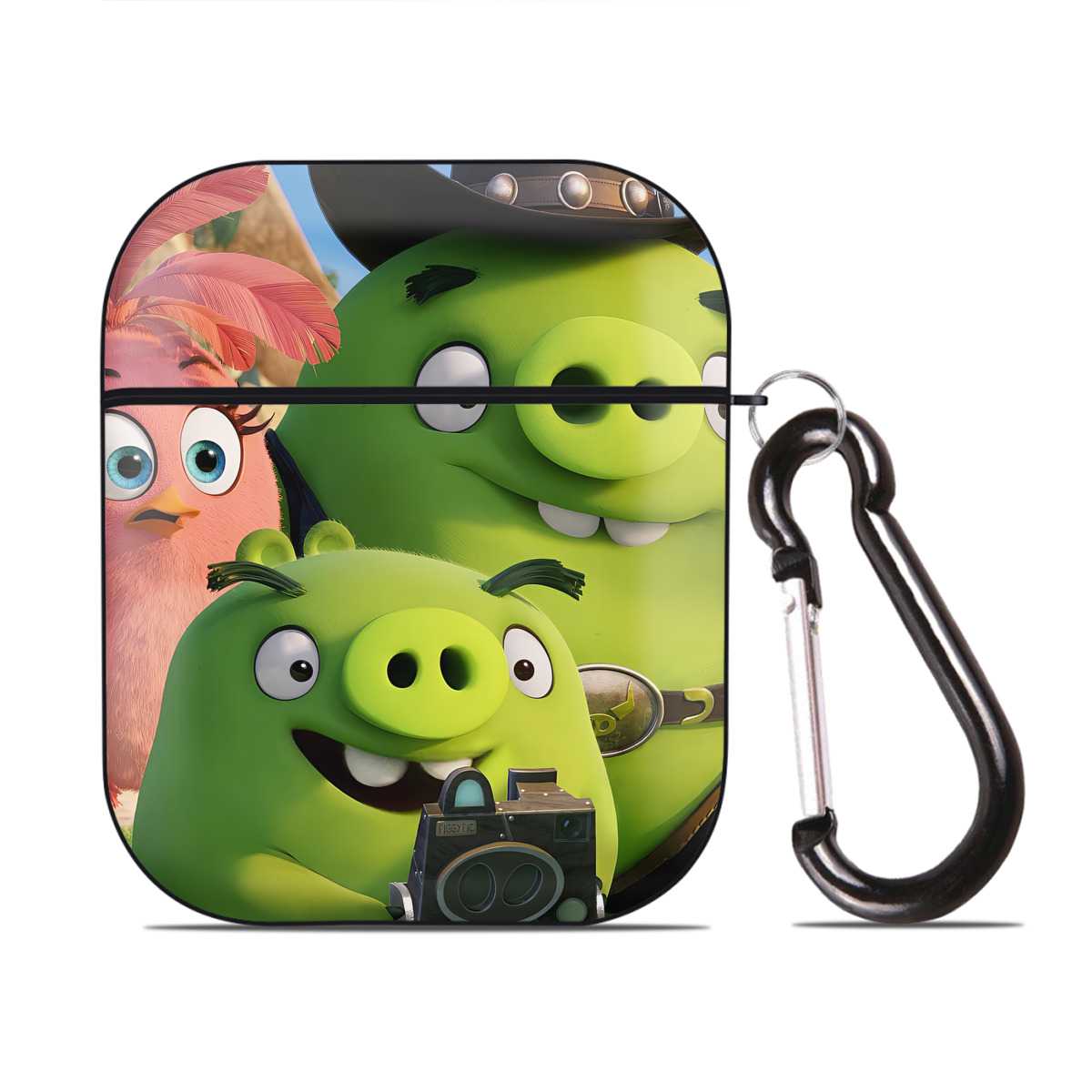 （画像用） Angry Birds アングリーバード AirPods 第2世代保護ケース ハードシェル ブラック 耐衝撃・防指紋・カラビナ付き