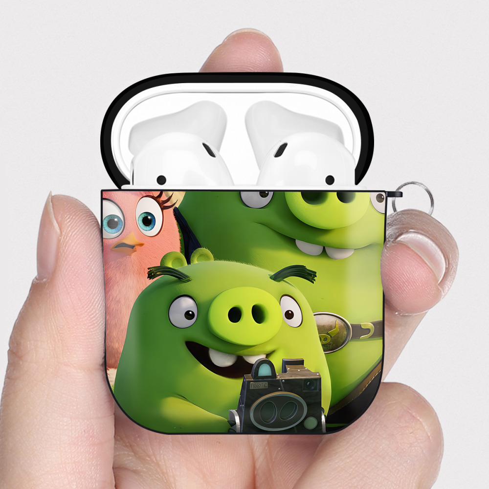 （画像用） Angry Birds アングリーバード AirPods 第2世代保護ケース ハードシェル ブラック 耐衝撃・防指紋・カラビナ付き
