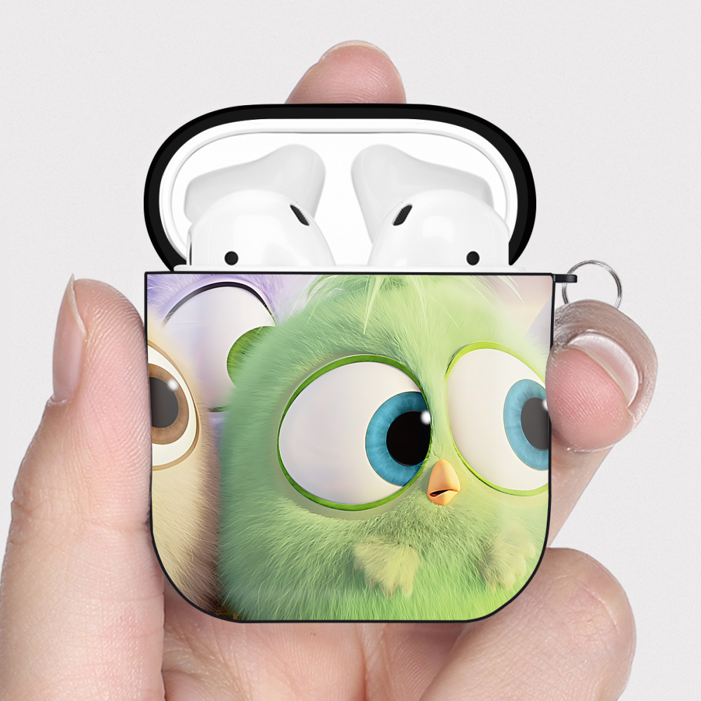 （画像用） Angry Birds アングリーバード AirPods 第2世代保護ケース ハードシェル ブラック 耐衝撃・防指紋・カラビナ付き