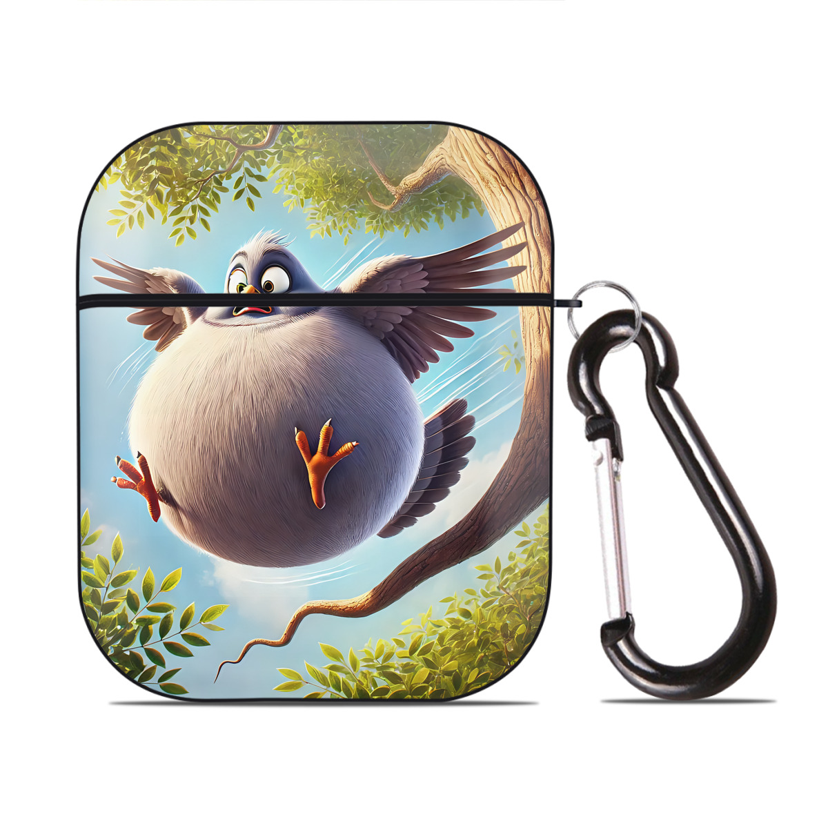 （画像用） Angry Birds アングリーバード AirPods 第2世代保護ケース ハードシェル ブラック 耐衝撃・防指紋・カラビナ付き