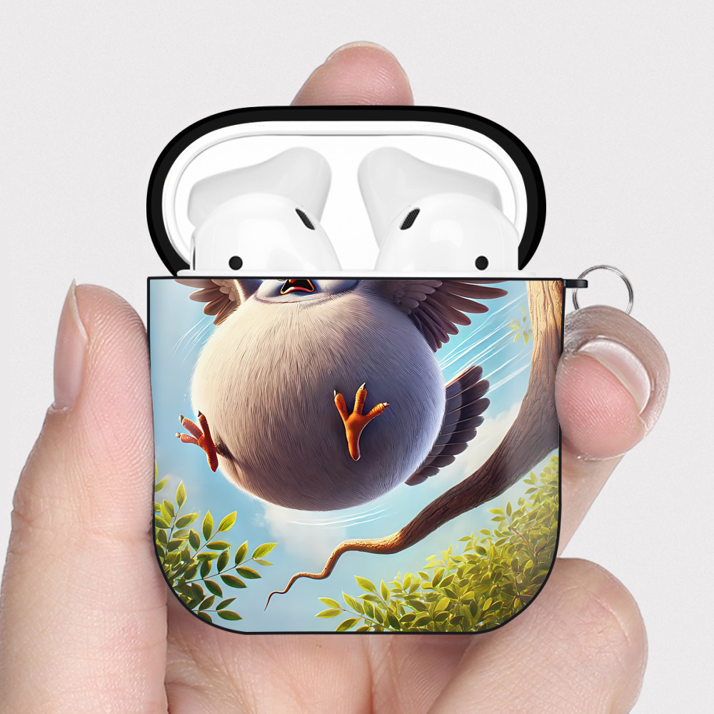 （画像用） Angry Birds アングリーバード AirPods 第2世代保護ケース ハードシェル ブラック 耐衝撃・防指紋・カラビナ付き
