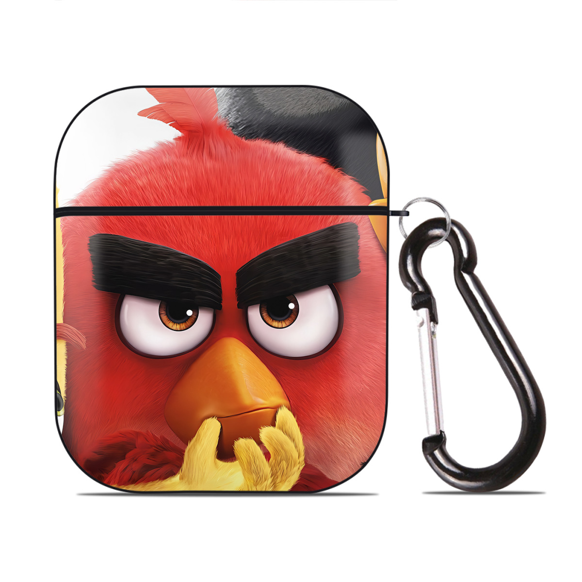 （画像用） Angry Birds アングリーバード AirPods 第2世代保護ケース ハードシェル ブラック 耐衝撃・防指紋・カラビナ付き