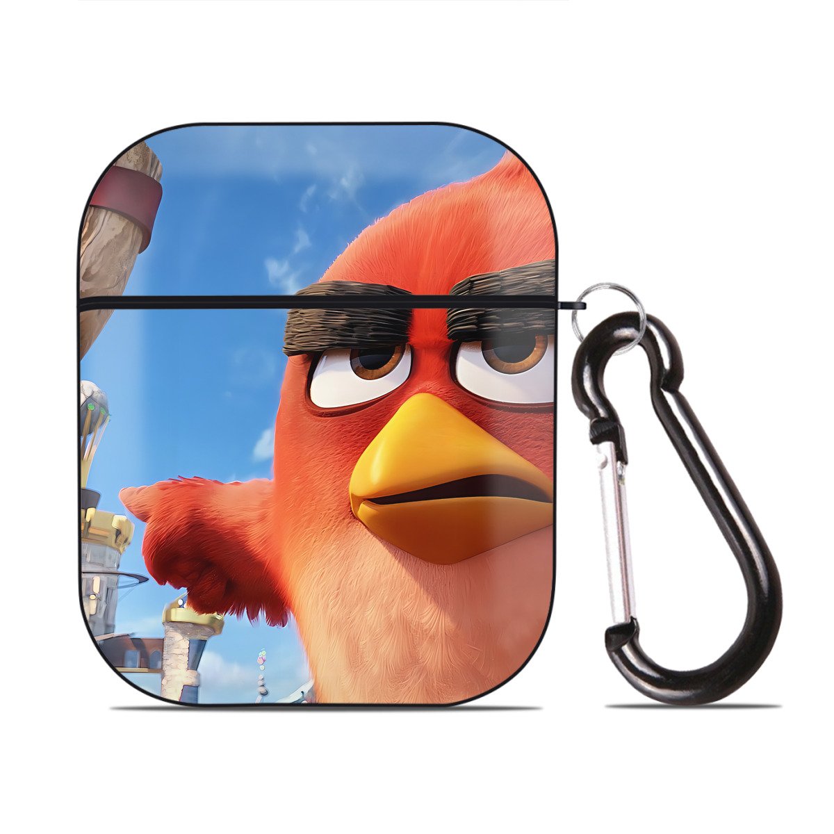 （画像用） Angry Birds アングリーバード AirPods 第2世代保護ケース ハードシェル ブラック 耐衝撃・防指紋・カラビナ付き