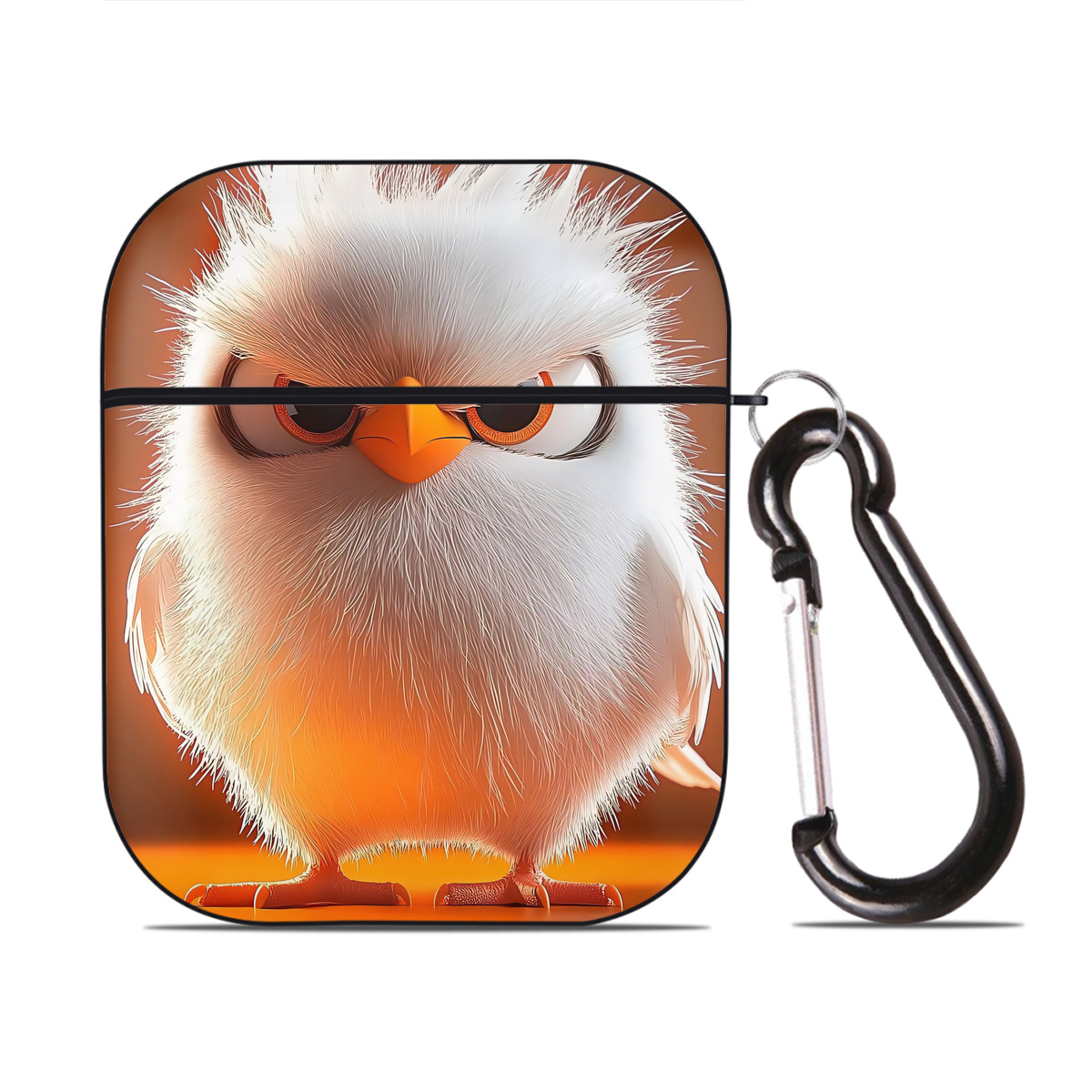 （画像用） Angry Birds アングリーバード AirPods 第2世代保護ケース ハードシェル ブラック 耐衝撃・防指紋・カラビナ付き