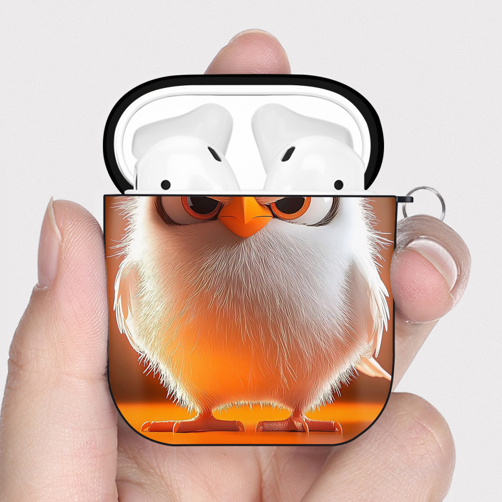 （画像用） Angry Birds アングリーバード AirPods 第2世代保護ケース ハードシェル ブラック 耐衝撃・防指紋・カラビナ付き