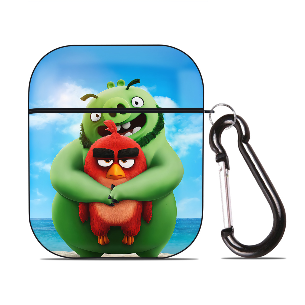 （画像用） Angry Birds アングリーバード AirPods 第2世代保護ケース ハードシェル ブラック 耐衝撃・防指紋・カラビナ付き