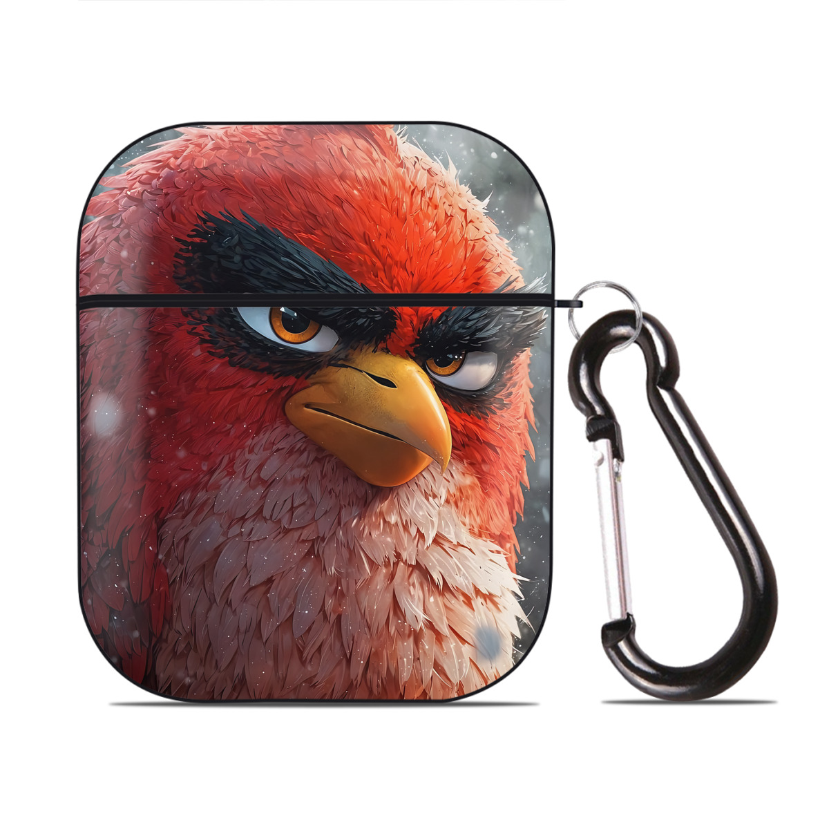 （画像用） Angry Birds アングリーバード AirPods 第2世代保護ケース ハードシェル ブラック 耐衝撃・防指紋・カラビナ付き