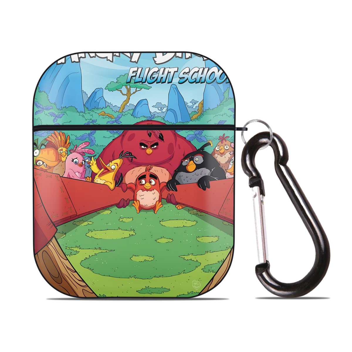 （画像用） Angry Birds アングリーバード AirPods 第2世代保護ケース ハードシェル ブラック 耐衝撃・防指紋・カラビナ付き