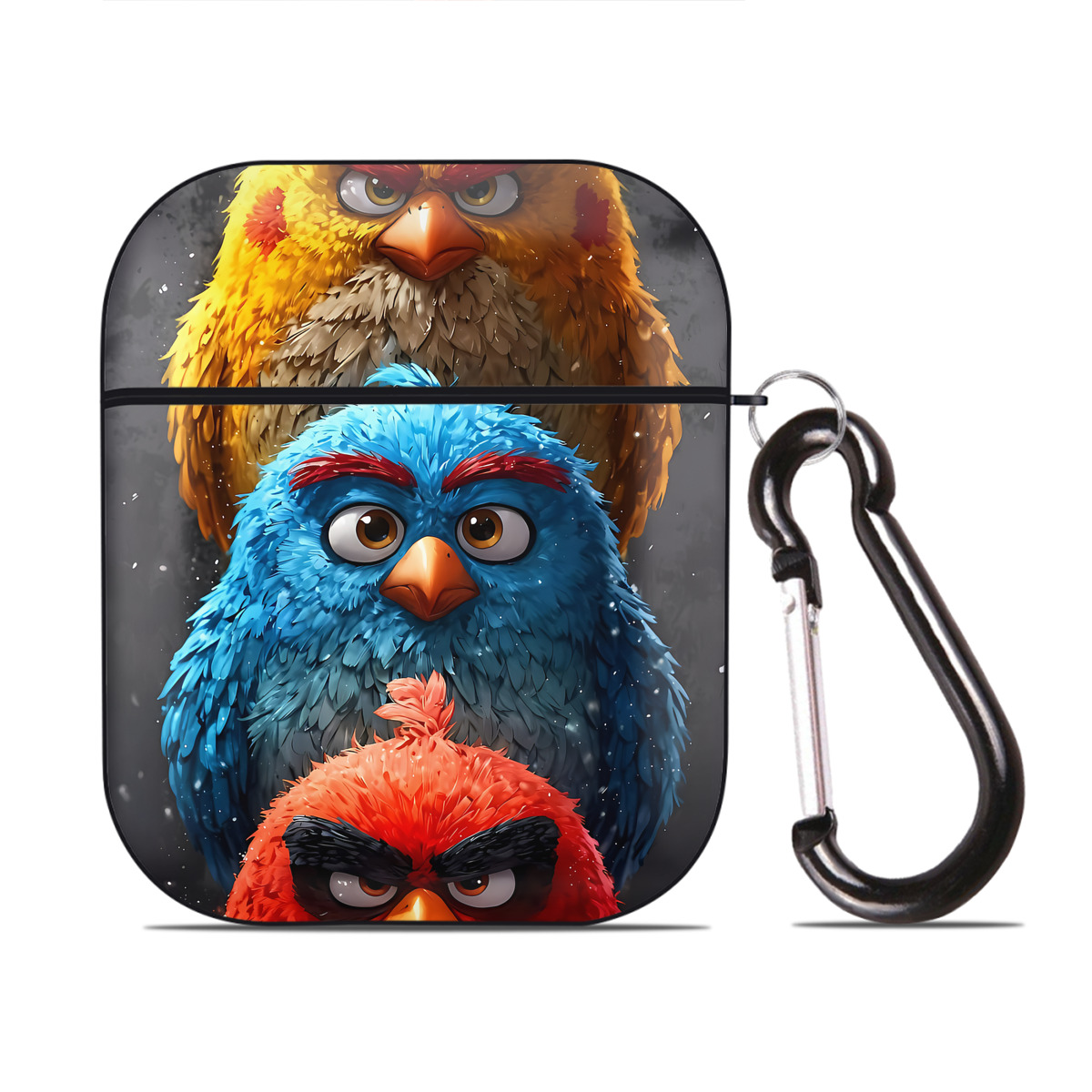 （画像用） Angry Birds アングリーバード AirPods 第2世代保護ケース ハードシェル ブラック 耐衝撃・防指紋・カラビナ付き