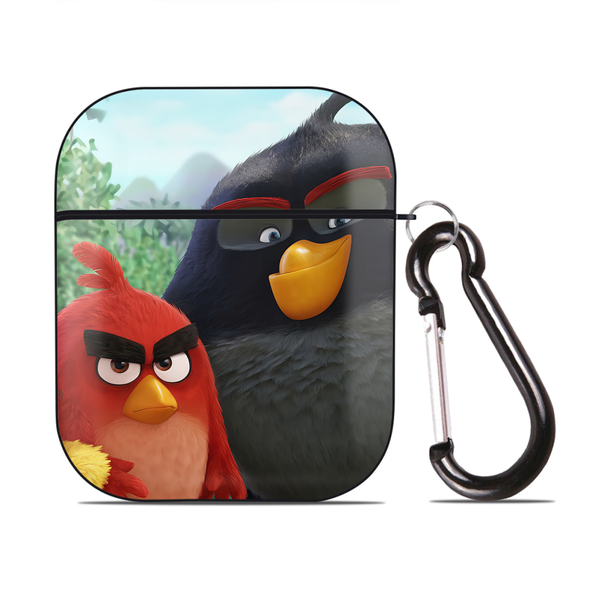 （画像用） Angry Birds アングリーバード AirPods 第2世代保護ケース ハードシェル ブラック 耐衝撃・防指紋・カラビナ付き