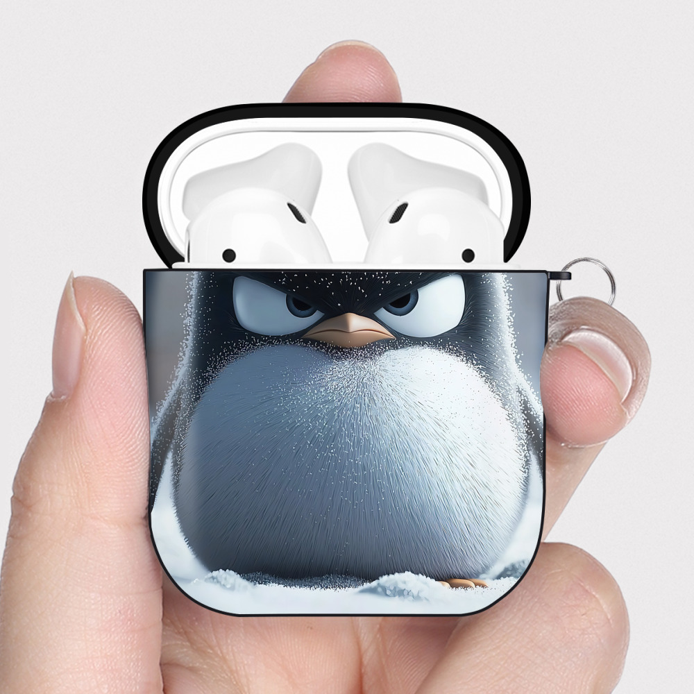 （画像用） Angry Birds アングリーバード AirPods 第2世代保護ケース ハードシェル ブラック 耐衝撃・防指紋・カラビナ付き