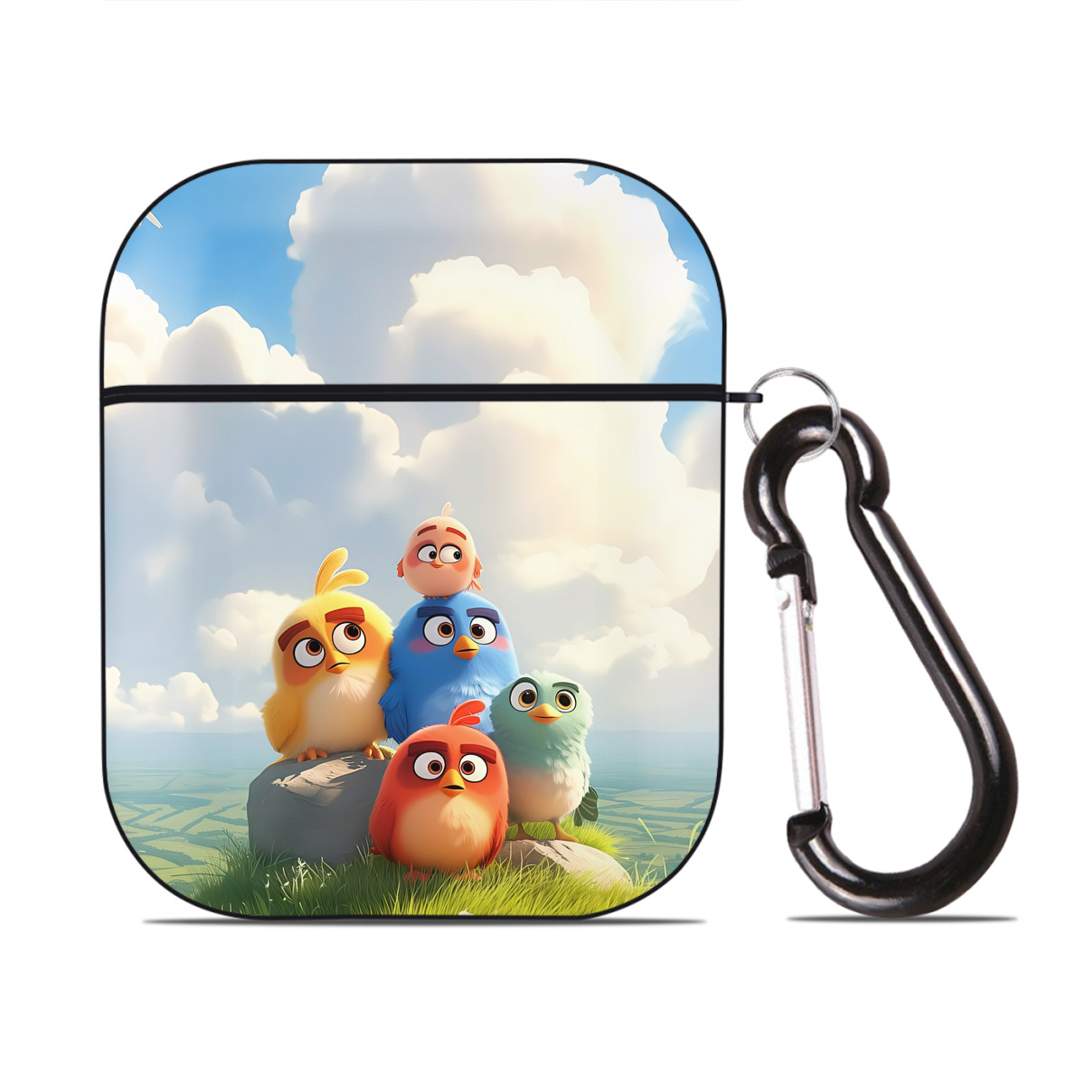 （画像用） Angry Birds アングリーバード AirPods 第2世代保護ケース ハードシェル ブラック 耐衝撃・防指紋・カラビナ付き