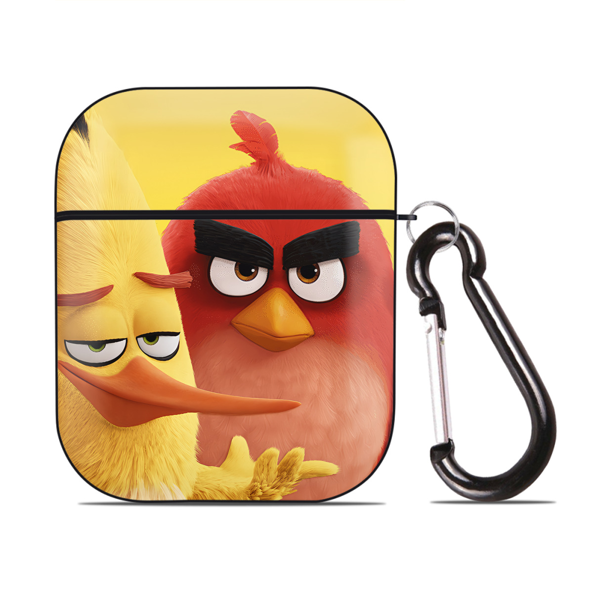 （画像用） Angry Birds アングリーバード AirPods 第2世代保護ケース ハードシェル ブラック 耐衝撃・防指紋・カラビナ付き
