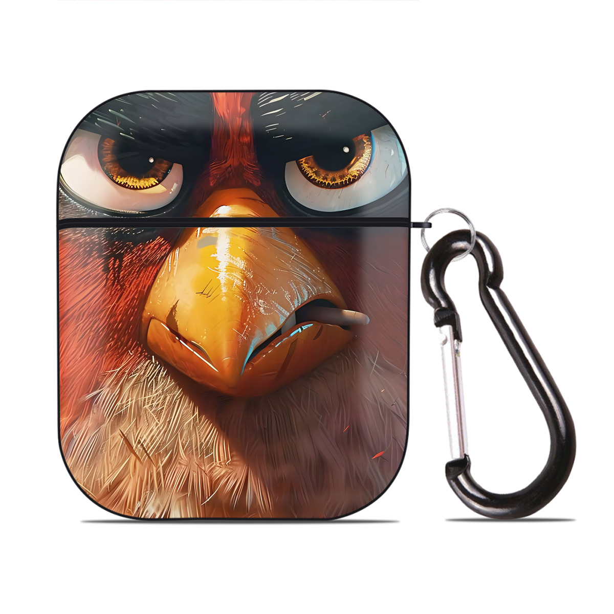 （画像用） Angry Birds アングリーバード AirPods 第2世代保護ケース ハードシェル ブラック 耐衝撃・防指紋・カラビナ付き