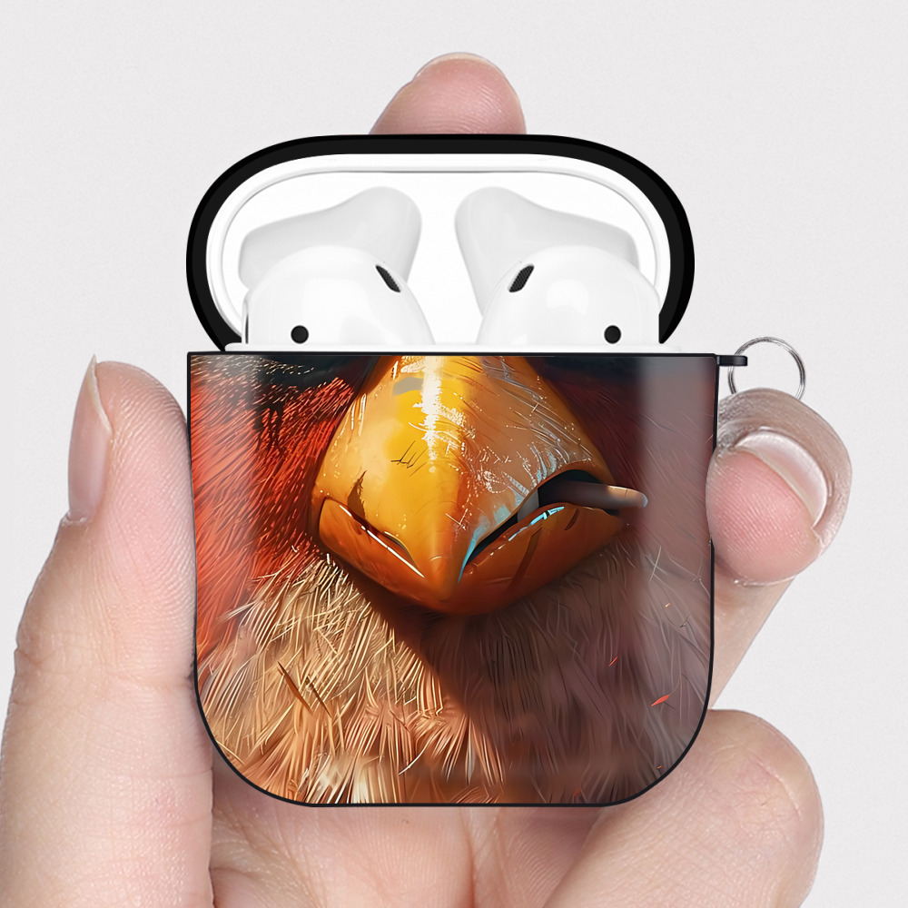（画像用） Angry Birds アングリーバード AirPods 第2世代保護ケース ハードシェル ブラック 耐衝撃・防指紋・カラビナ付き