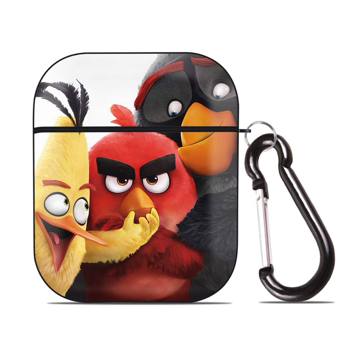 （画像用） Angry Birds アングリーバード AirPods 第2世代保護ケース ハードシェル ブラック 耐衝撃・防指紋・カラビナ付き