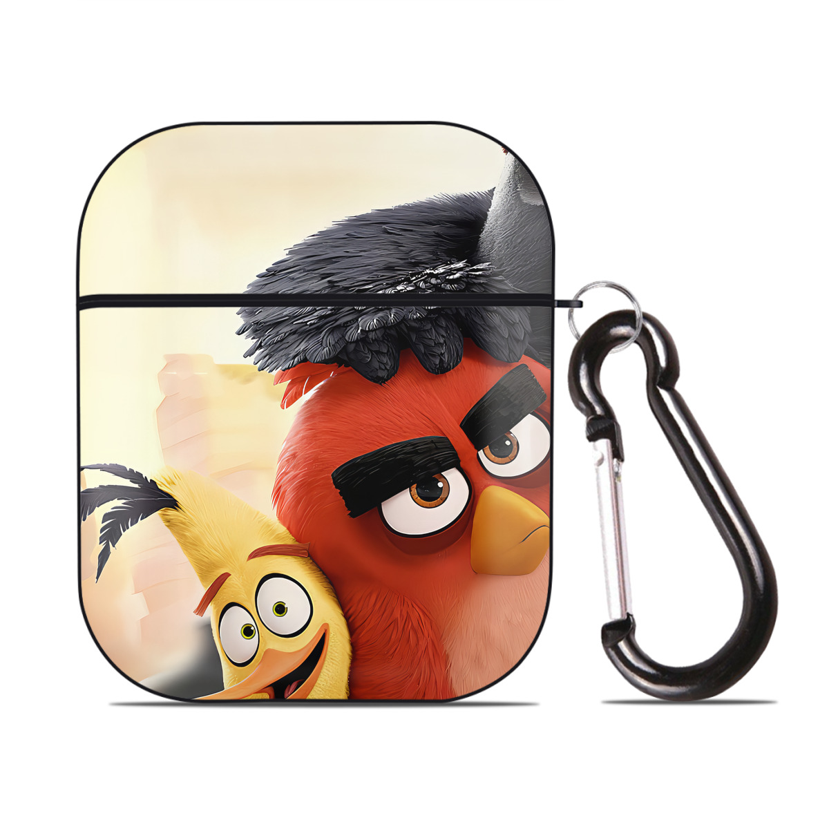 （画像用） Angry Birds アングリーバード AirPods 第2世代保護ケース ハードシェル ブラック 耐衝撃・防指紋・カラビナ付き