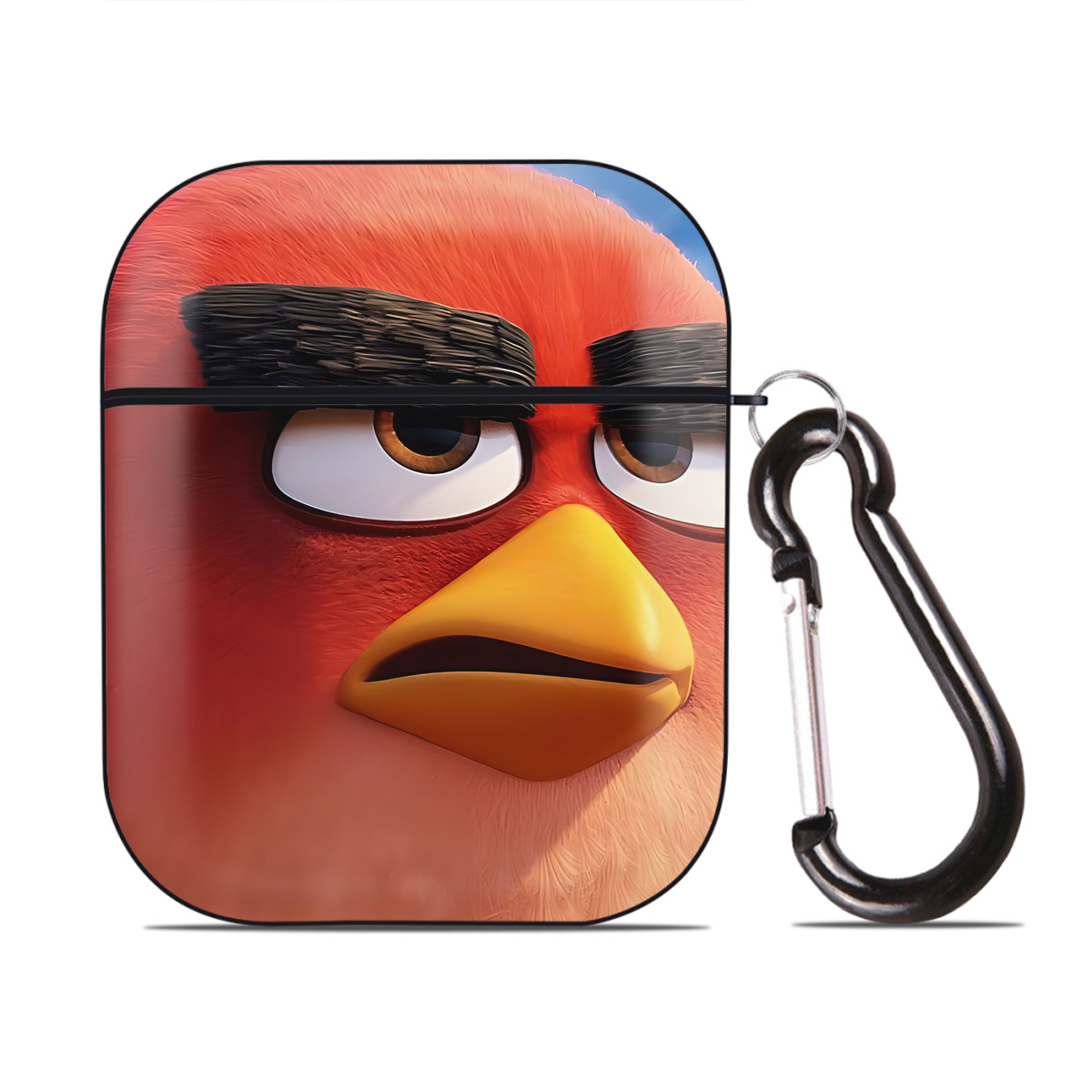 （画像用） Angry Birds アングリーバード AirPods 第2世代保護ケース ハードシェル ブラック 耐衝撃・防指紋・カラビナ付き