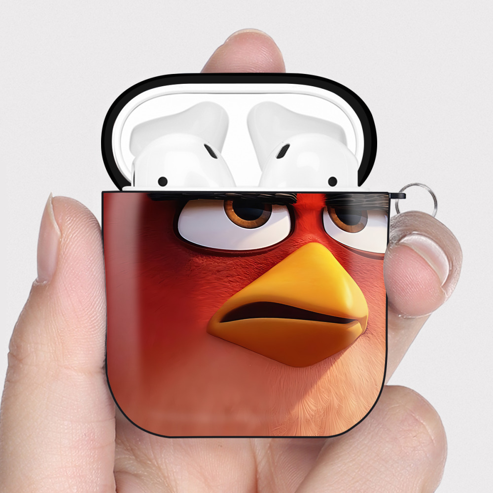（画像用） Angry Birds アングリーバード AirPods 第2世代保護ケース ハードシェル ブラック 耐衝撃・防指紋・カラビナ付き