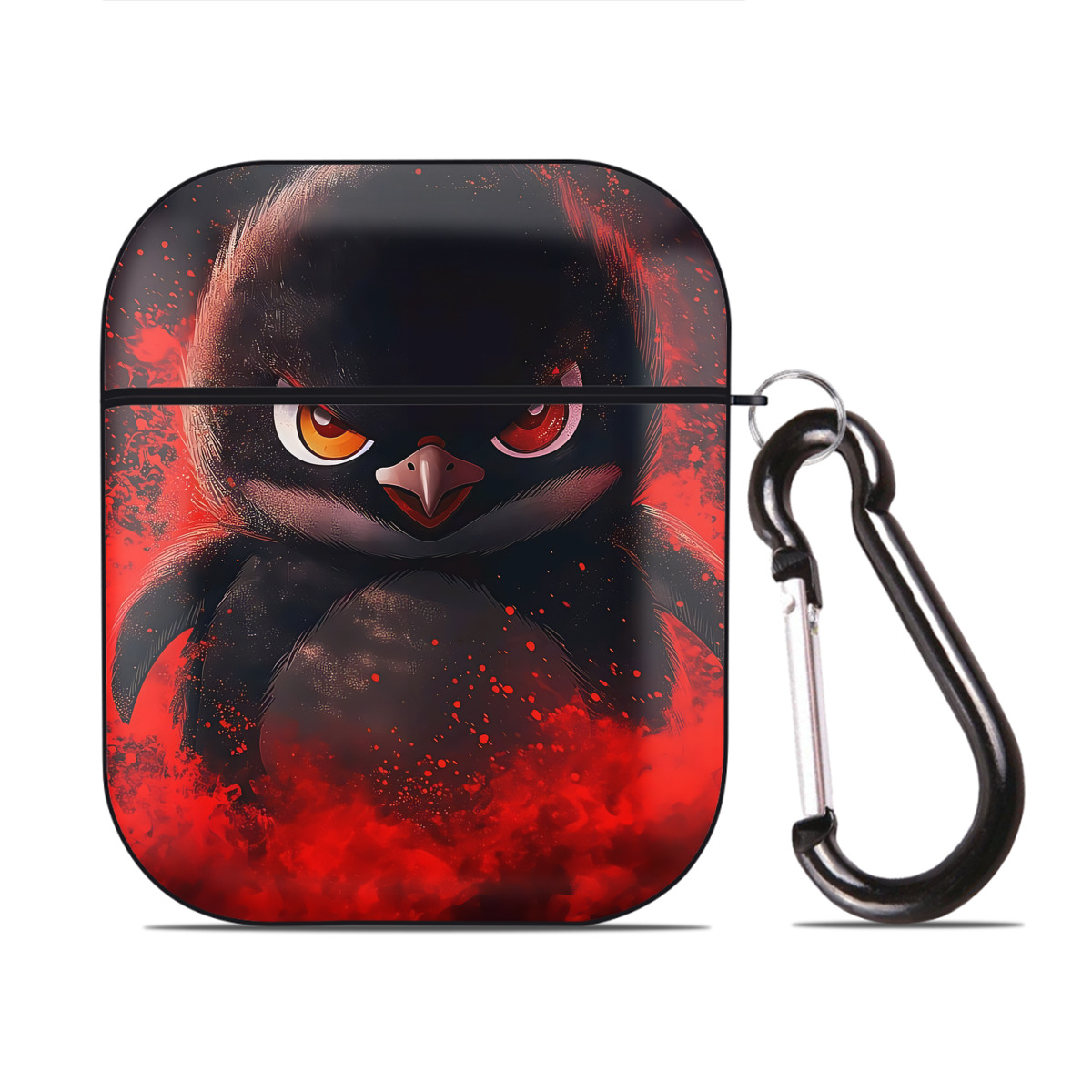 （画像用） Angry Birds アングリーバード AirPods 第2世代保護ケース ハードシェル ブラック 耐衝撃・防指紋・カラビナ付き