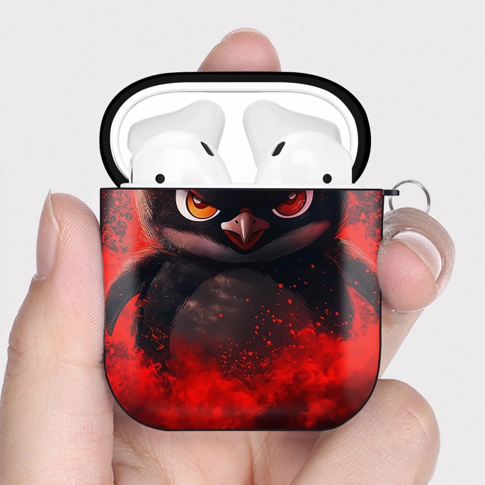 （画像用） Angry Birds アングリーバード AirPods 第2世代保護ケース ハードシェル ブラック 耐衝撃・防指紋・カラビナ付き