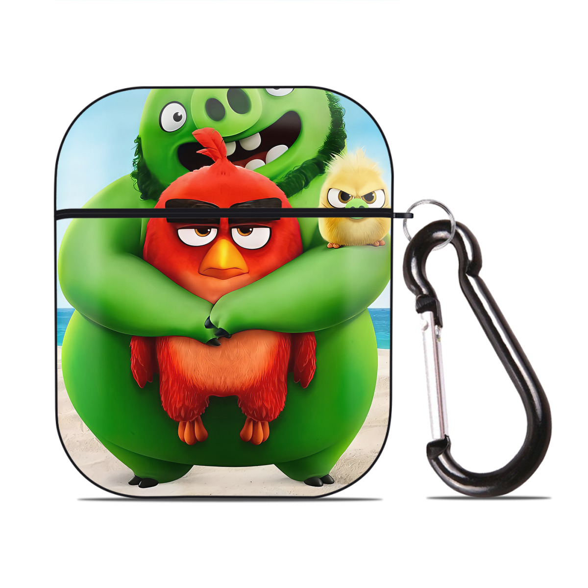 （画像用） Angry Birds アングリーバード AirPods 第2世代保護ケース ハードシェル ブラック 耐衝撃・防指紋・カラビナ付き