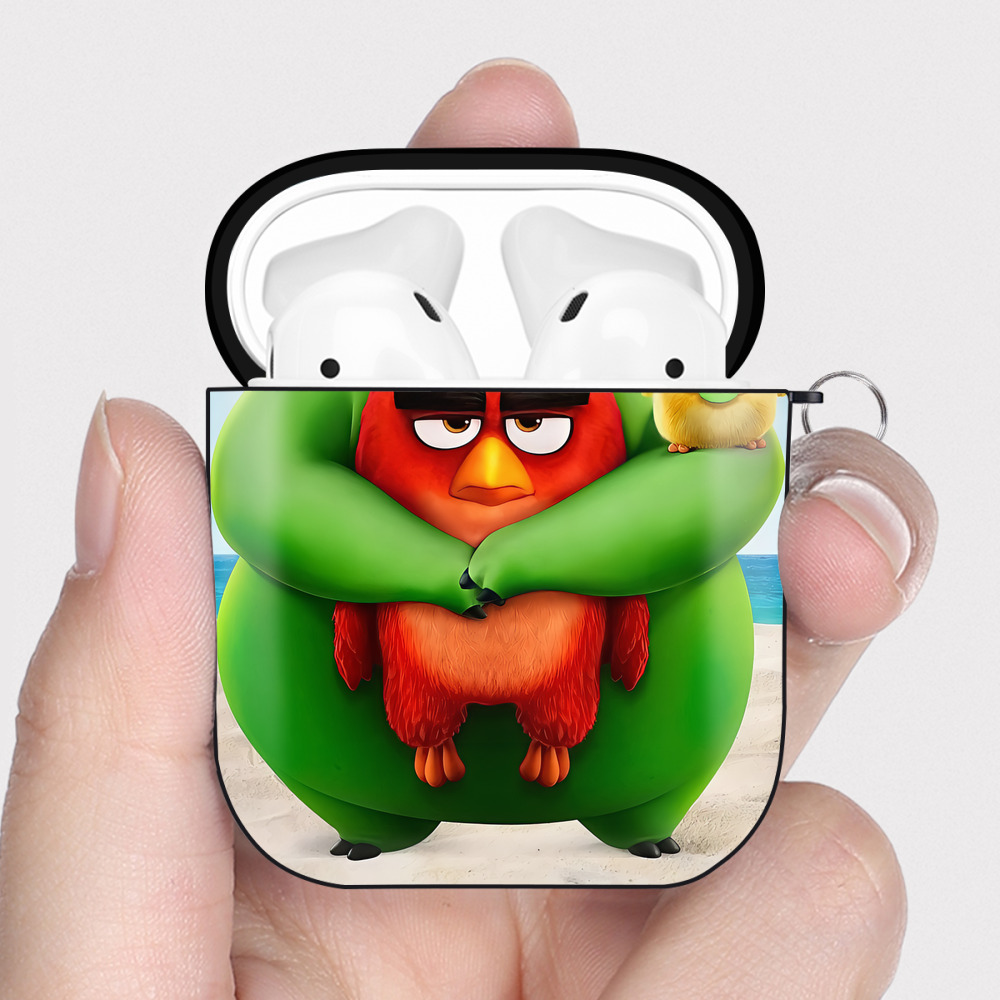 （画像用） Angry Birds アングリーバード AirPods 第2世代保護ケース ハードシェル ブラック 耐衝撃・防指紋・カラビナ付き