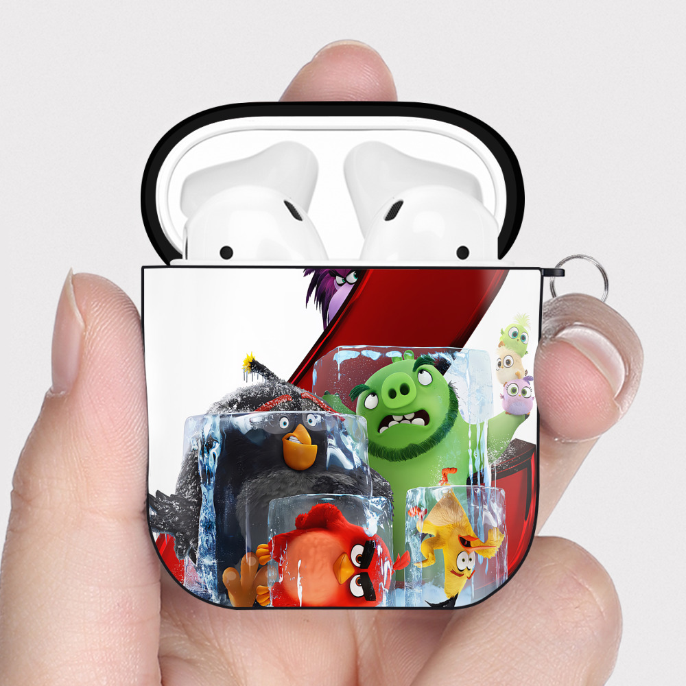 （画像用） Angry Birds アングリーバード AirPods 第2世代保護ケース ハードシェル ブラック 耐衝撃・防指紋・カラビナ付き