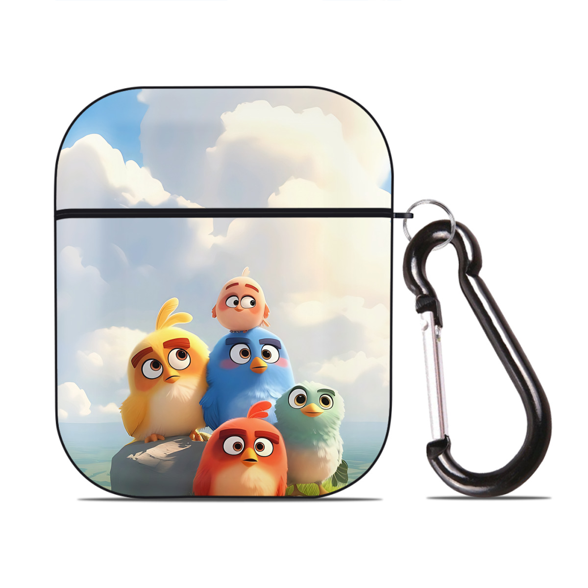 （画像用） Angry Birds アングリーバード AirPods 第2世代保護ケース ハードシェル ブラック 耐衝撃・防指紋・カラビナ付き