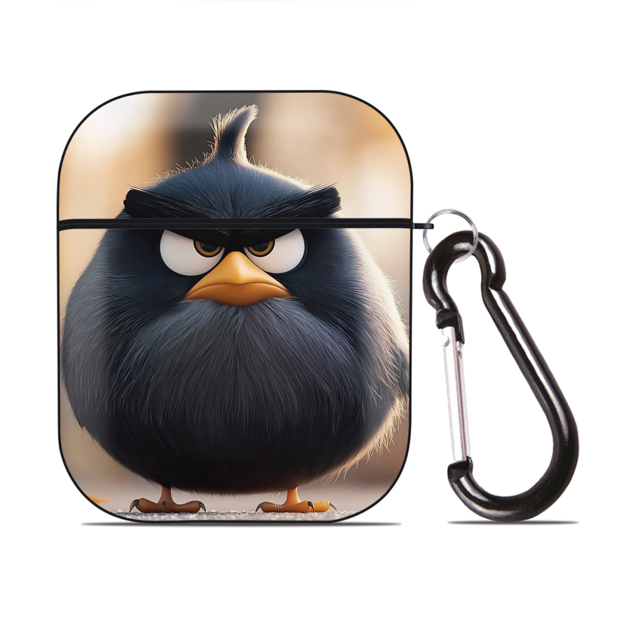 （画像用） Angry Birds アングリーバード AirPods 第2世代保護ケース ハードシェル ブラック 耐衝撃・防指紋・カラビナ付き