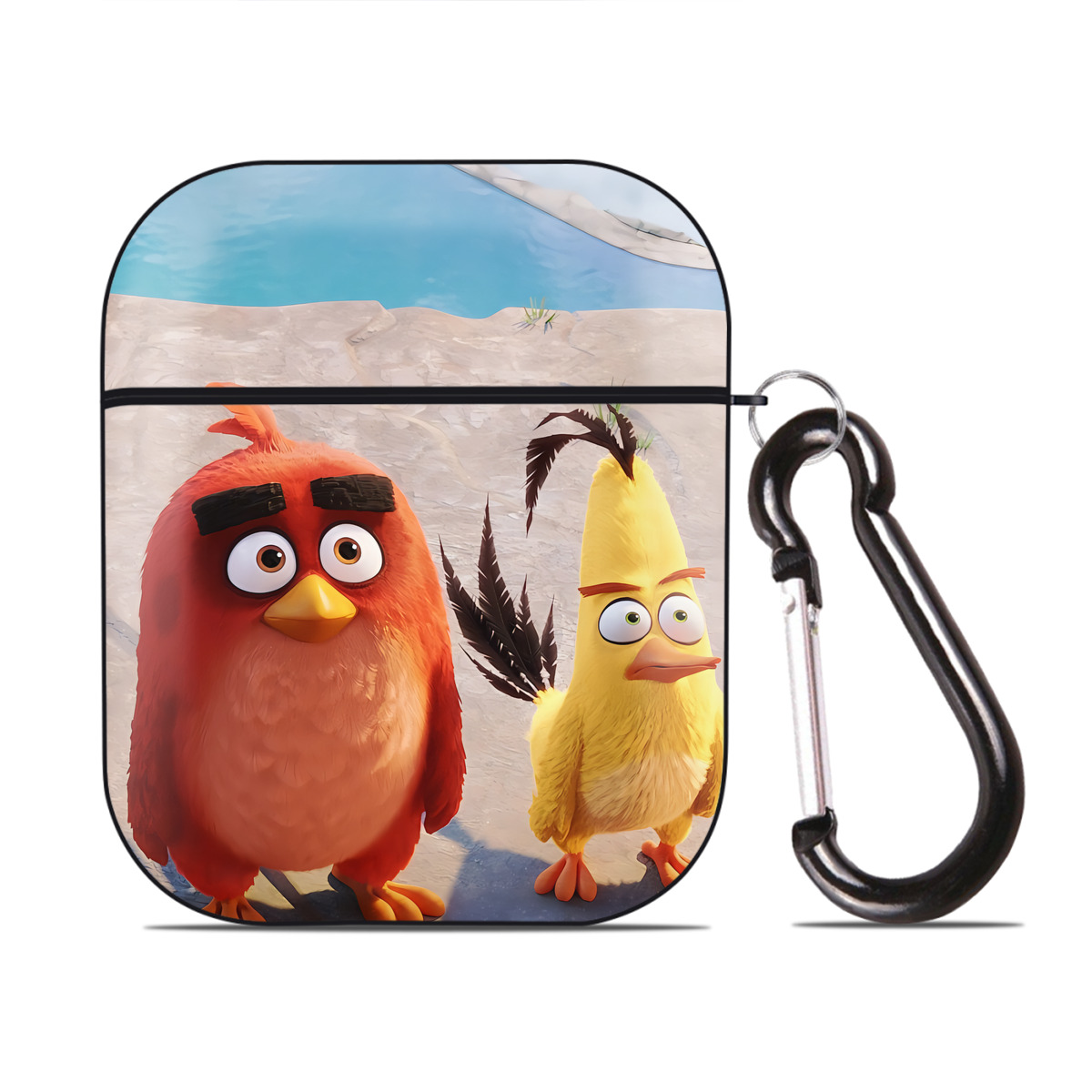 （画像用） Angry Birds アングリーバード AirPods 第2世代保護ケース ハードシェル ブラック 耐衝撃・防指紋・カラビナ付き