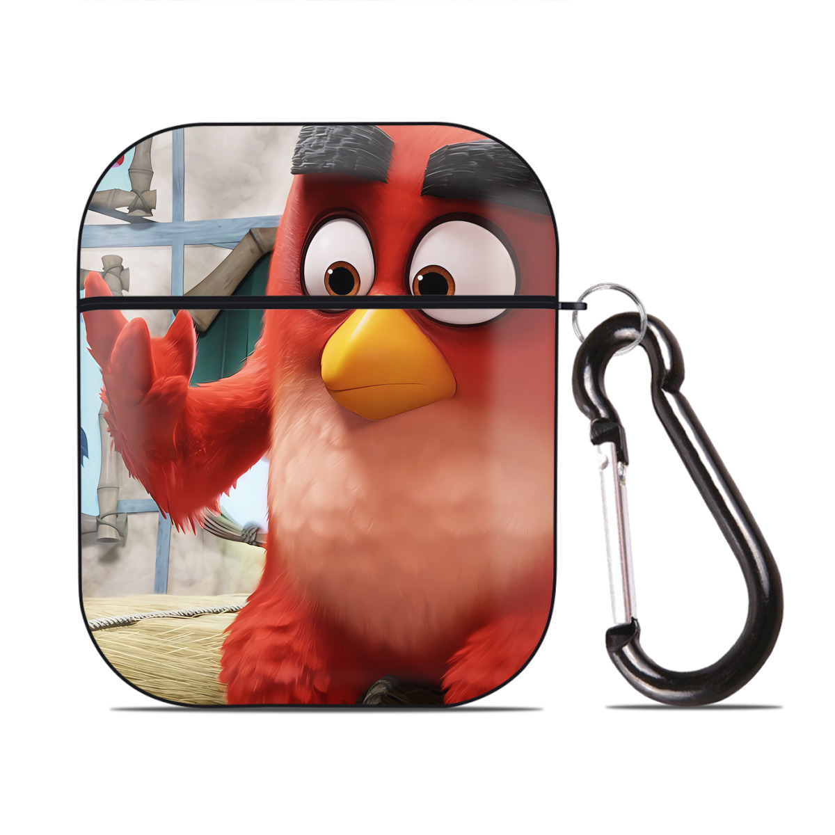 （画像用） Angry Birds アングリーバード AirPods 第2世代保護ケース ハードシェル ブラック 耐衝撃・防指紋・カラビナ付き