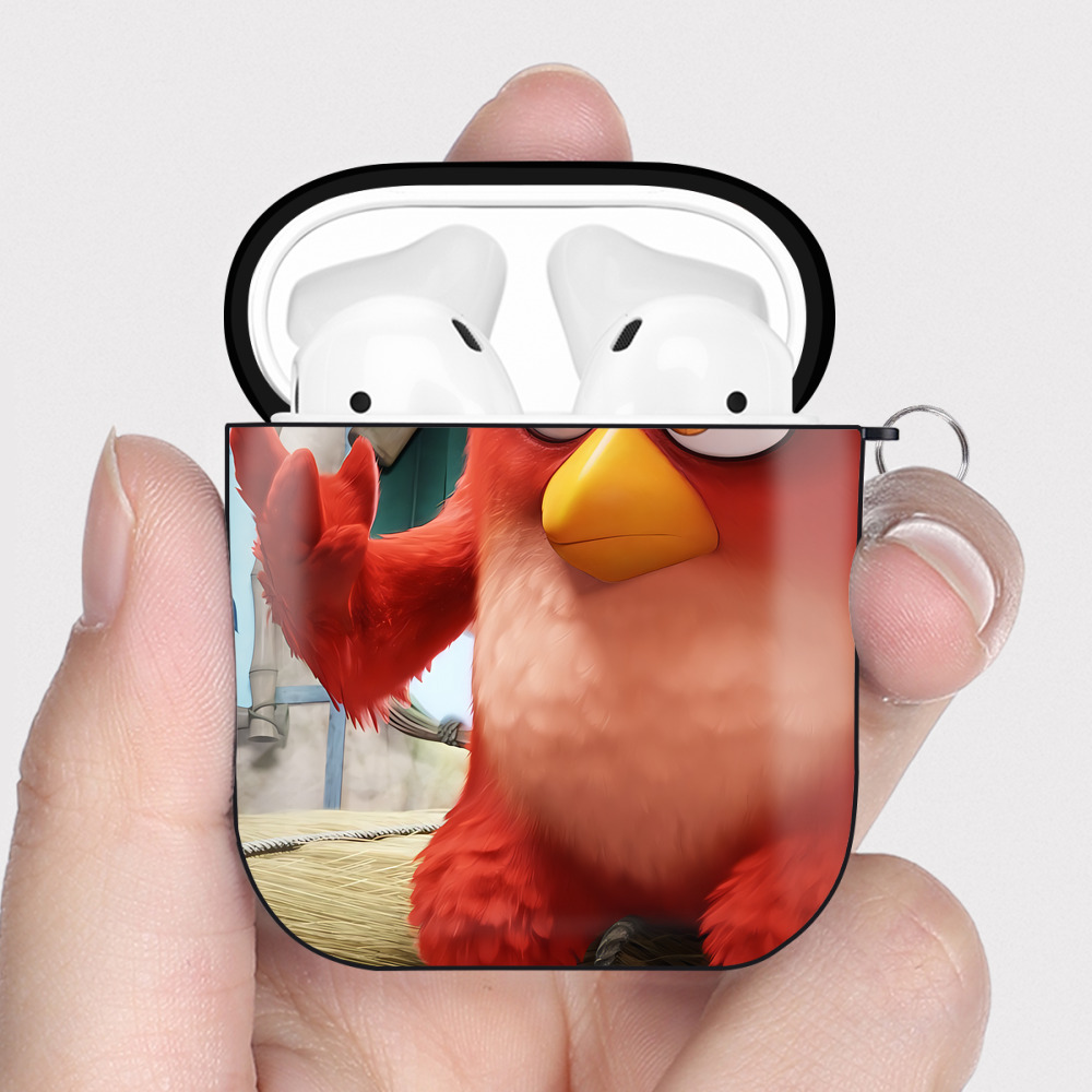 （画像用） Angry Birds アングリーバード AirPods 第2世代保護ケース ハードシェル ブラック 耐衝撃・防指紋・カラビナ付き