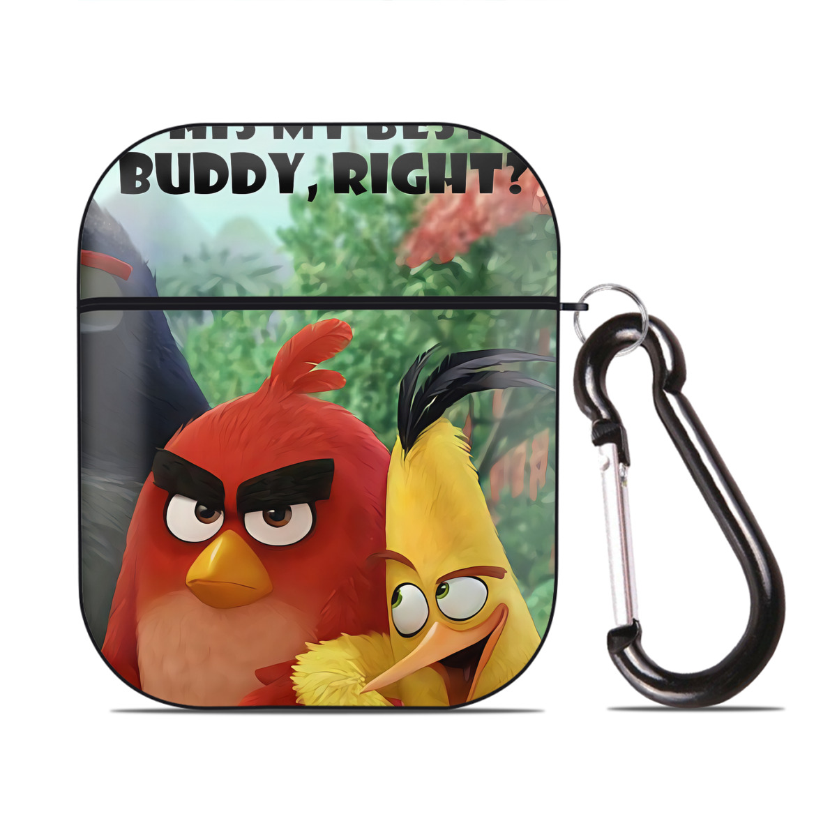 （画像用） Angry Birds アングリーバード AirPods 第2世代保護ケース ハードシェル ブラック 耐衝撃・防指紋・カラビナ付き
