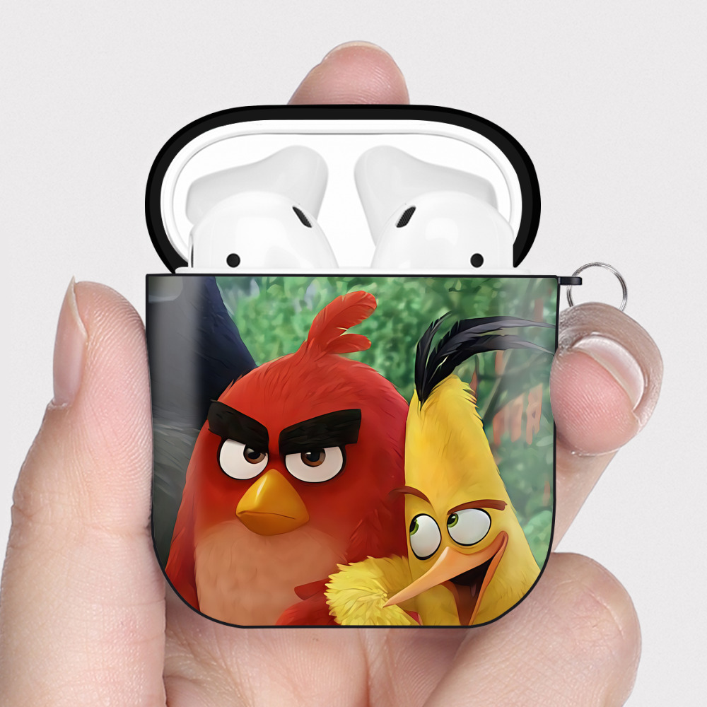 （画像用） Angry Birds アングリーバード AirPods 第2世代保護ケース ハードシェル ブラック 耐衝撃・防指紋・カラビナ付き
